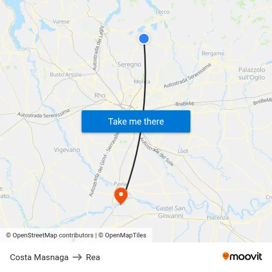 Costa Masnaga to REA map