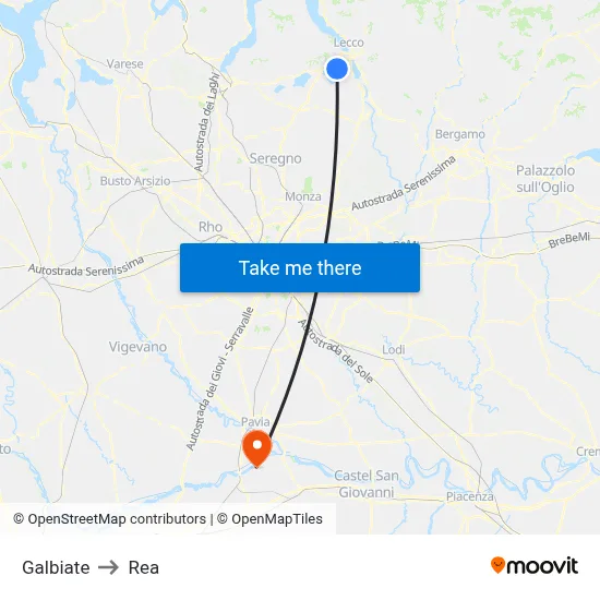 Galbiate to REA map