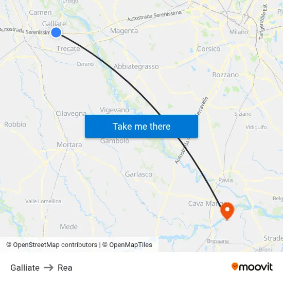 Galliate to REA map