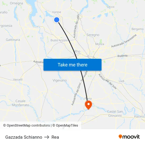 Gazzada Schianno to REA map