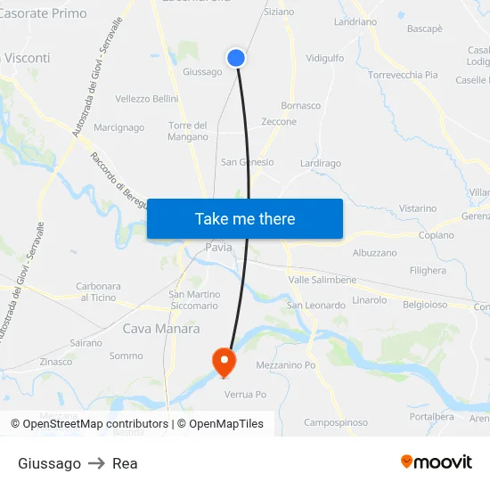 Giussago to REA map