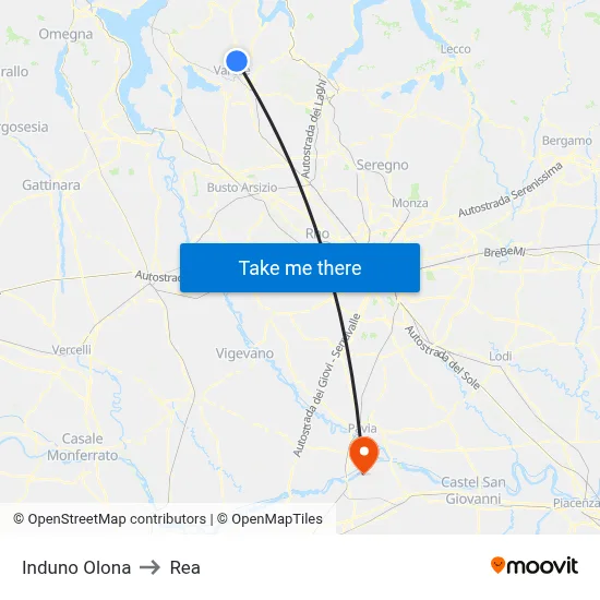 Induno Olona to REA map