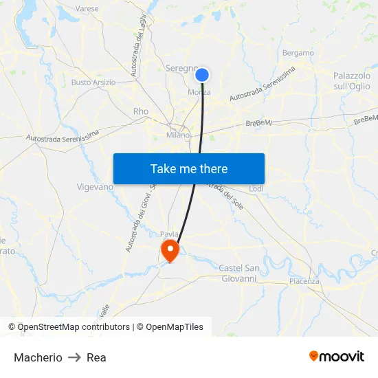 Macherio to REA map