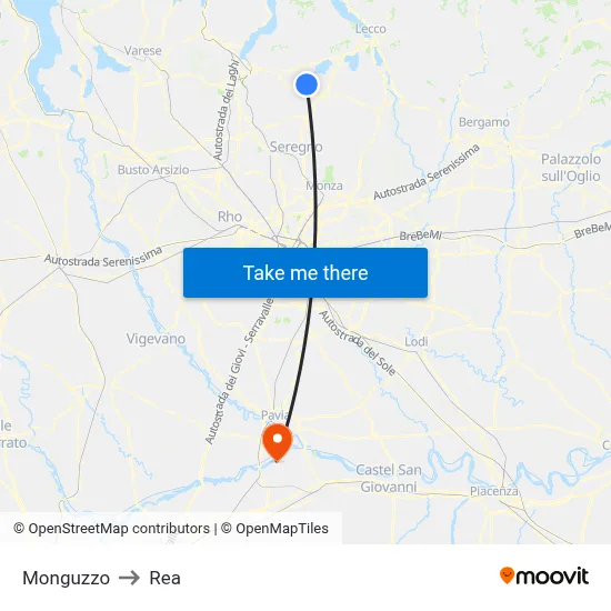 Monguzzo to REA map