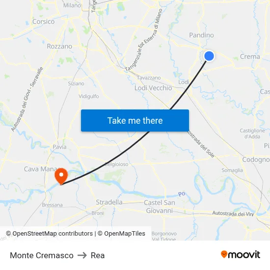 Monte Cremasco to REA map