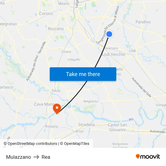 Mulazzano to REA map