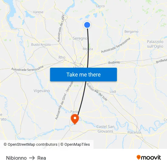 Nibionno to REA map