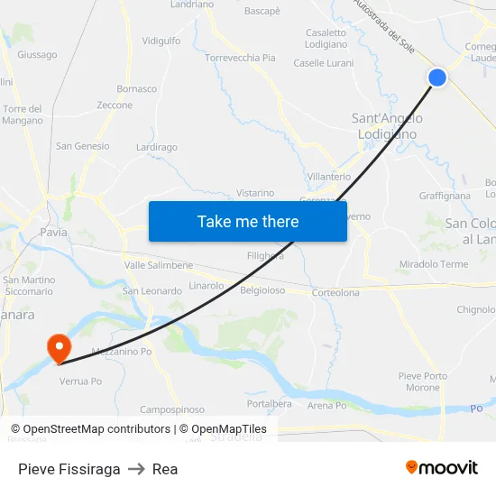 Pieve Fissiraga to REA map