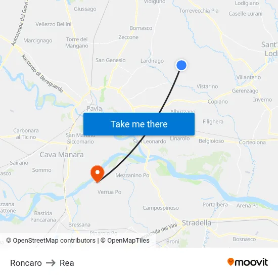 Roncaro to REA map