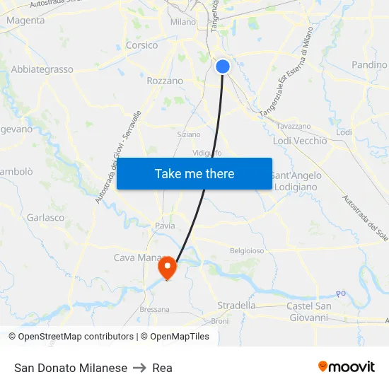 San Donato Milanese to REA map