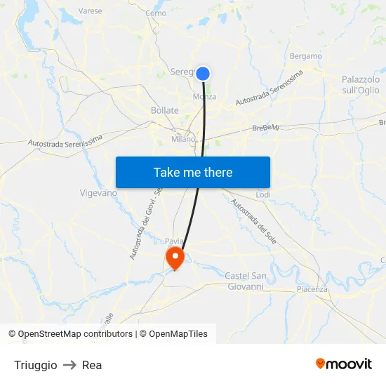 Triuggio to REA map