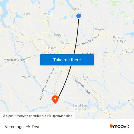 Vercurago to REA map