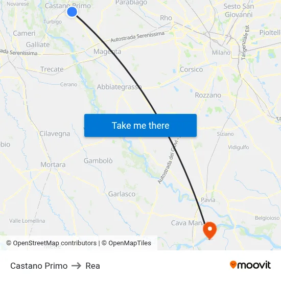 Castano Primo to REA map