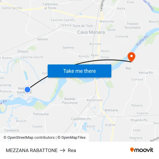 Mezzana Rabattone to REA map