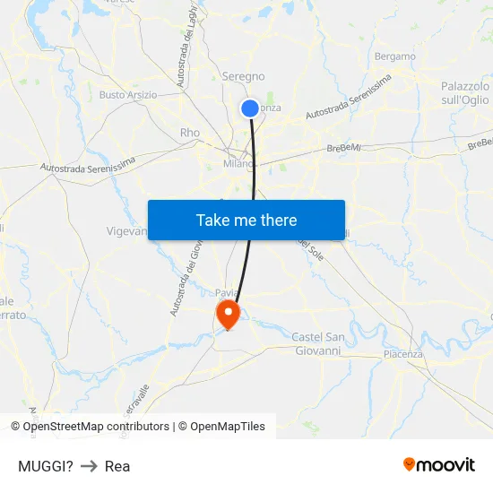 Muggiò to REA map