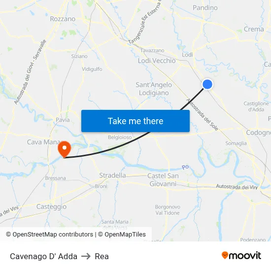 Cavenago D' Adda to REA map