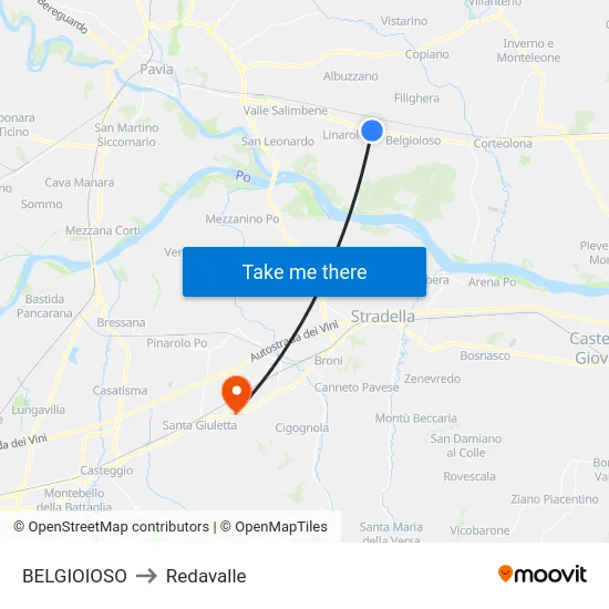 BELGIOIOSO to Redavalle map