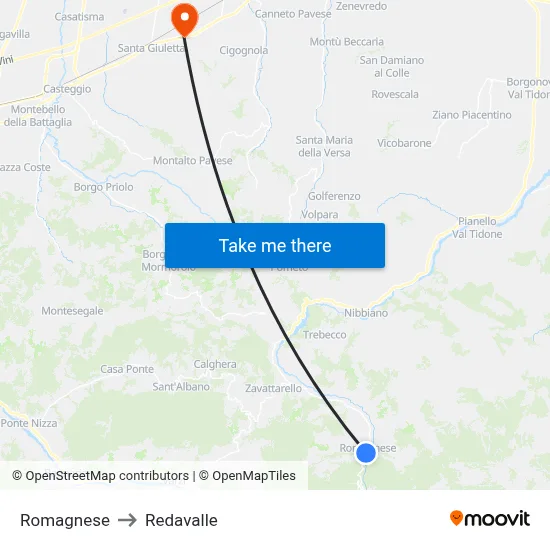Romagnese to Redavalle map