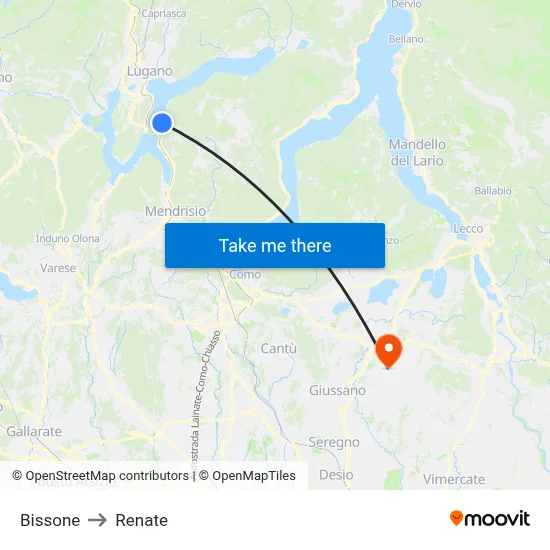 Bissone to Renate map