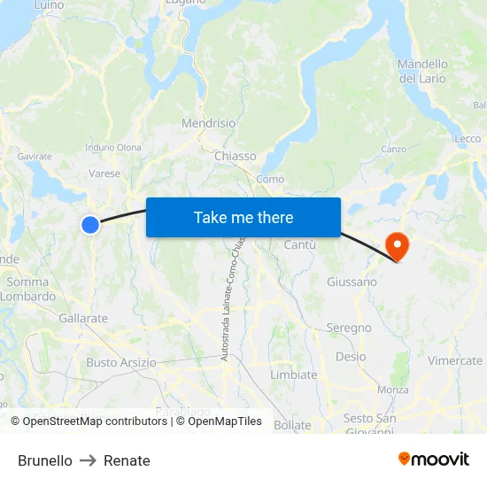 Brunello to Renate map