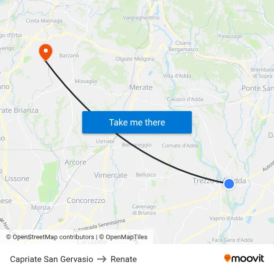 Capriate San Gervasio to Renate map