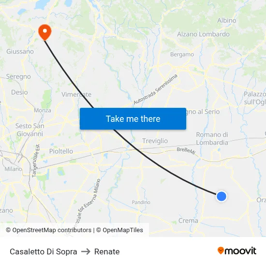 Casaletto di Sopra to Renate map