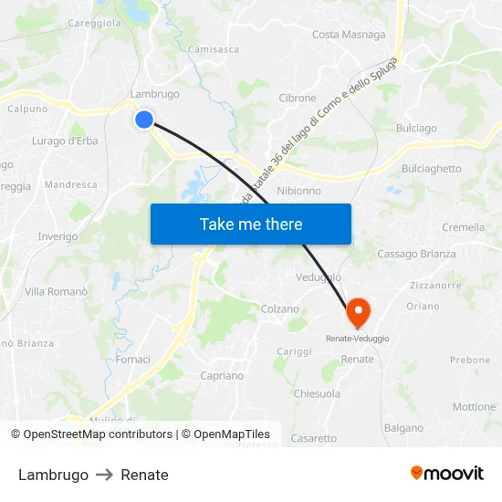 Lambrugo to Renate map