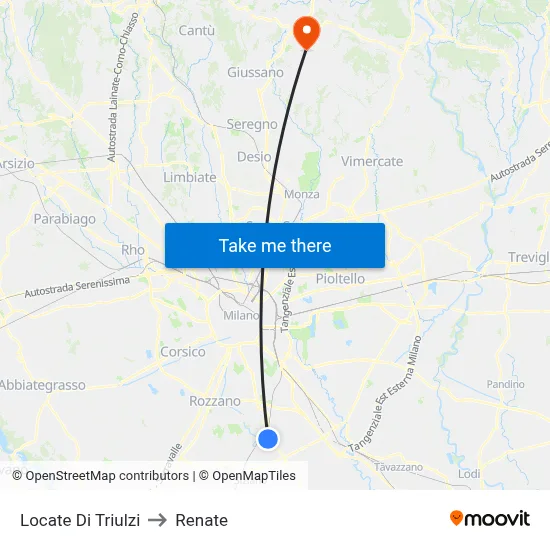 Locate di Triulzi to Renate map