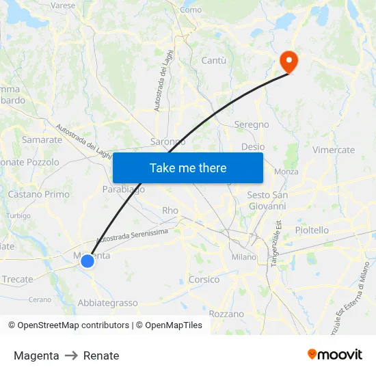 Magenta to Renate map