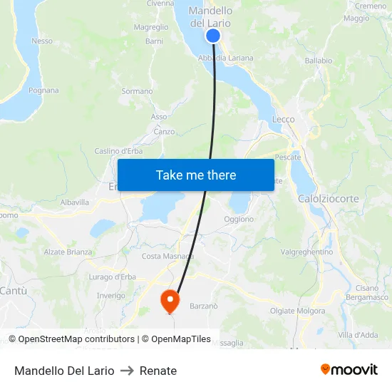 Mandello Del Lario to Renate map