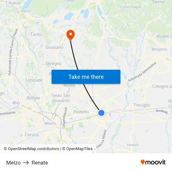 Melzo to Renate map