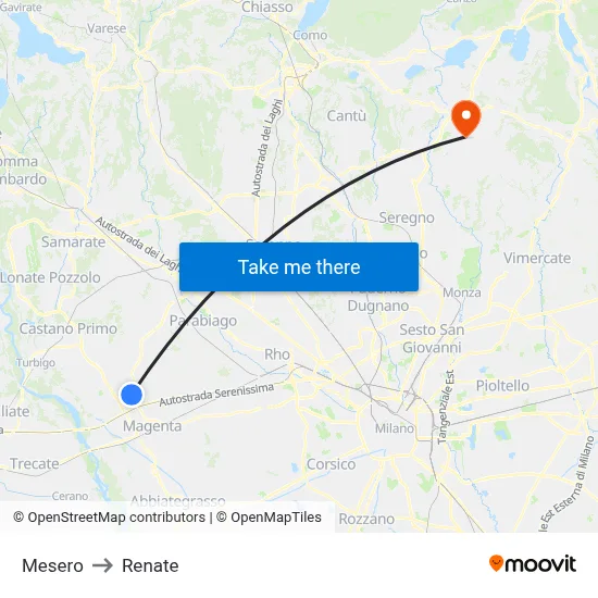 Mesero to Renate map