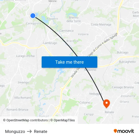 Monguzzo to Renate map