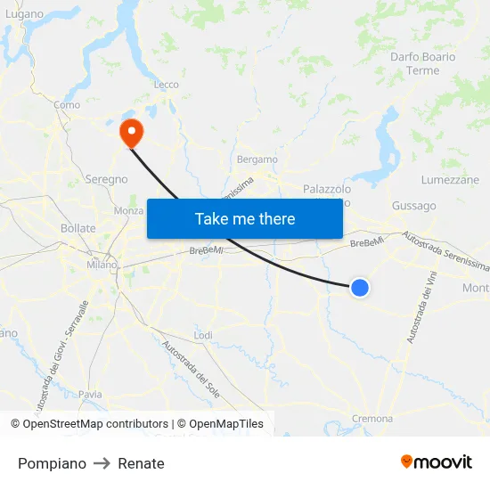Pompiano to Renate map