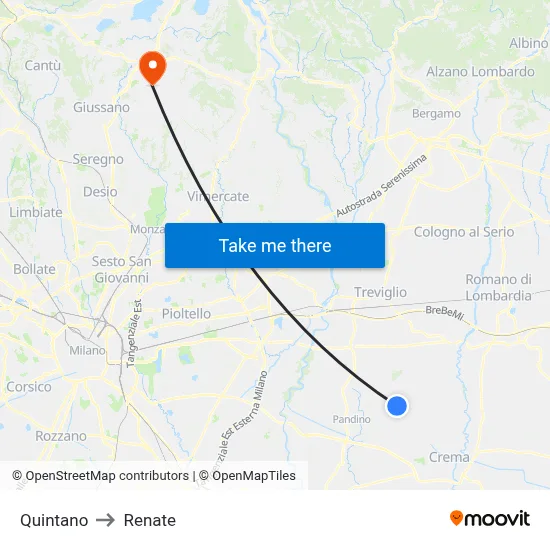 Quintano to Renate map