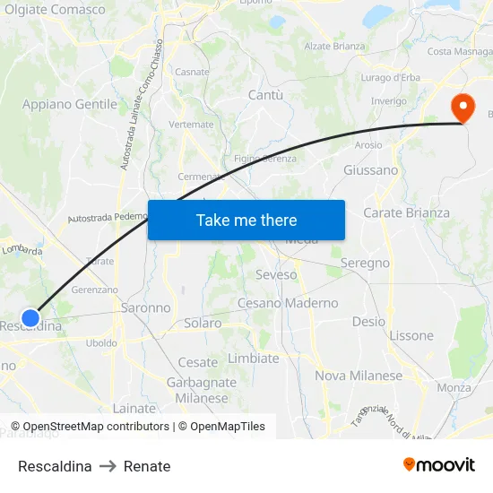 Rescaldina to Renate map