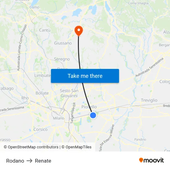 Rodano to Renate map