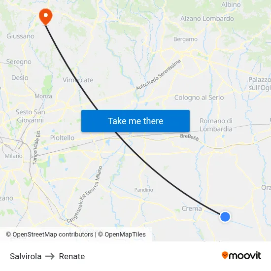 Salvirola to Renate map