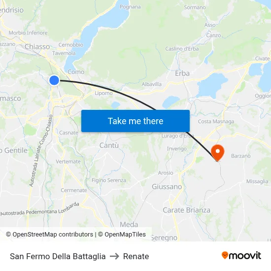 San Fermo Della Battaglia to Renate map