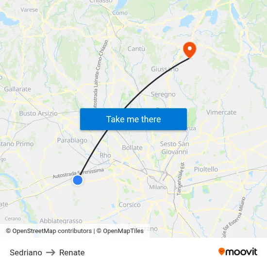Sedriano to Renate map