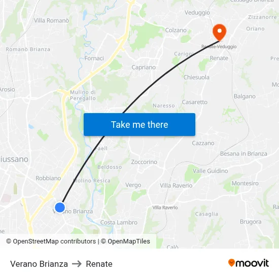 Verano Brianza to Renate map