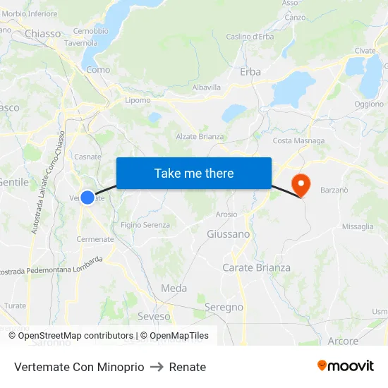 Vertemate Con Minoprio to Renate map