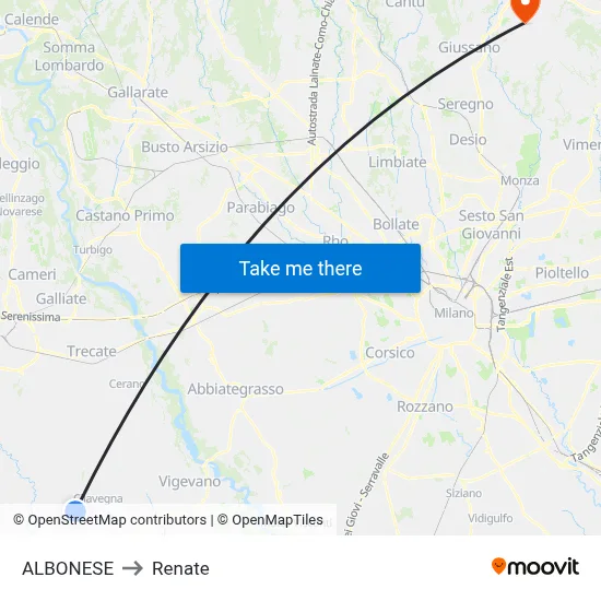ALBONESE to Renate map