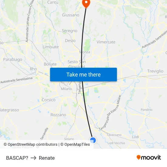 Bascap to Renate map