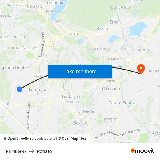 Fenegro to Renate map
