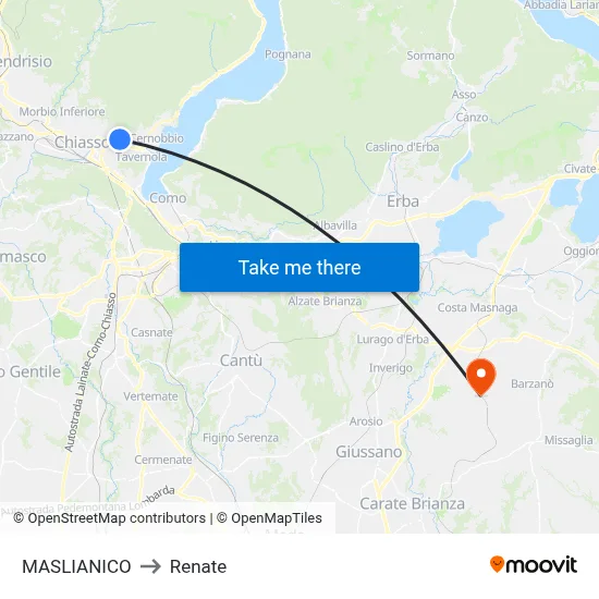 Maslianico to Renate map