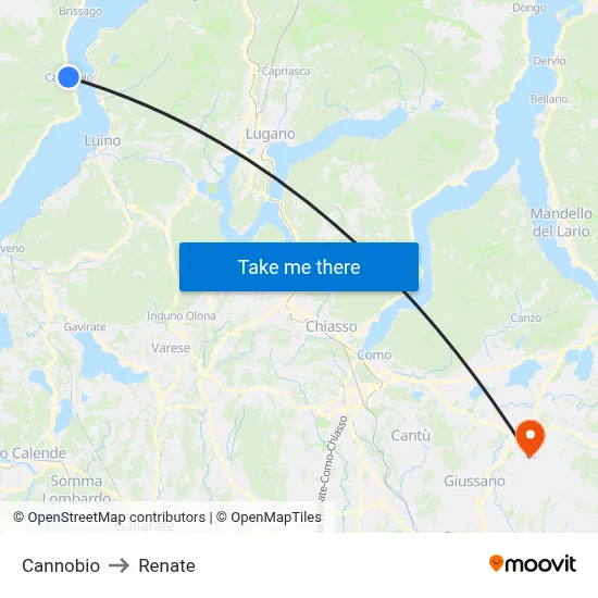 Cannobio to Renate map