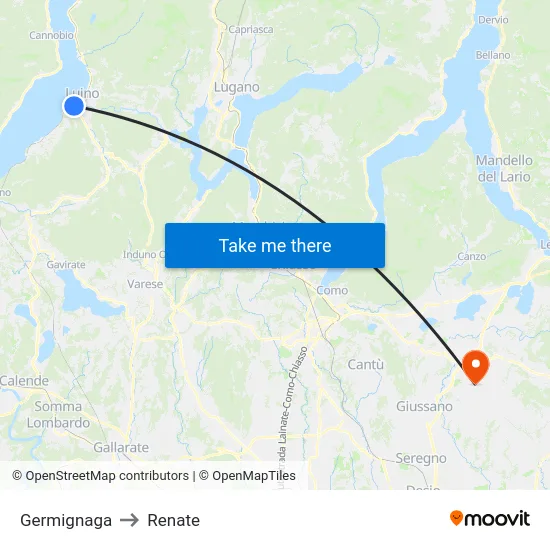 Germignaga to Renate map