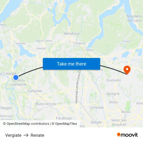 Vergiate to Renate map