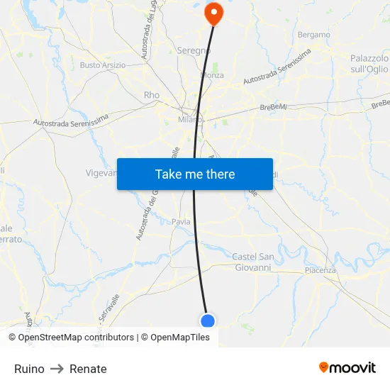 Ruino to Renate map